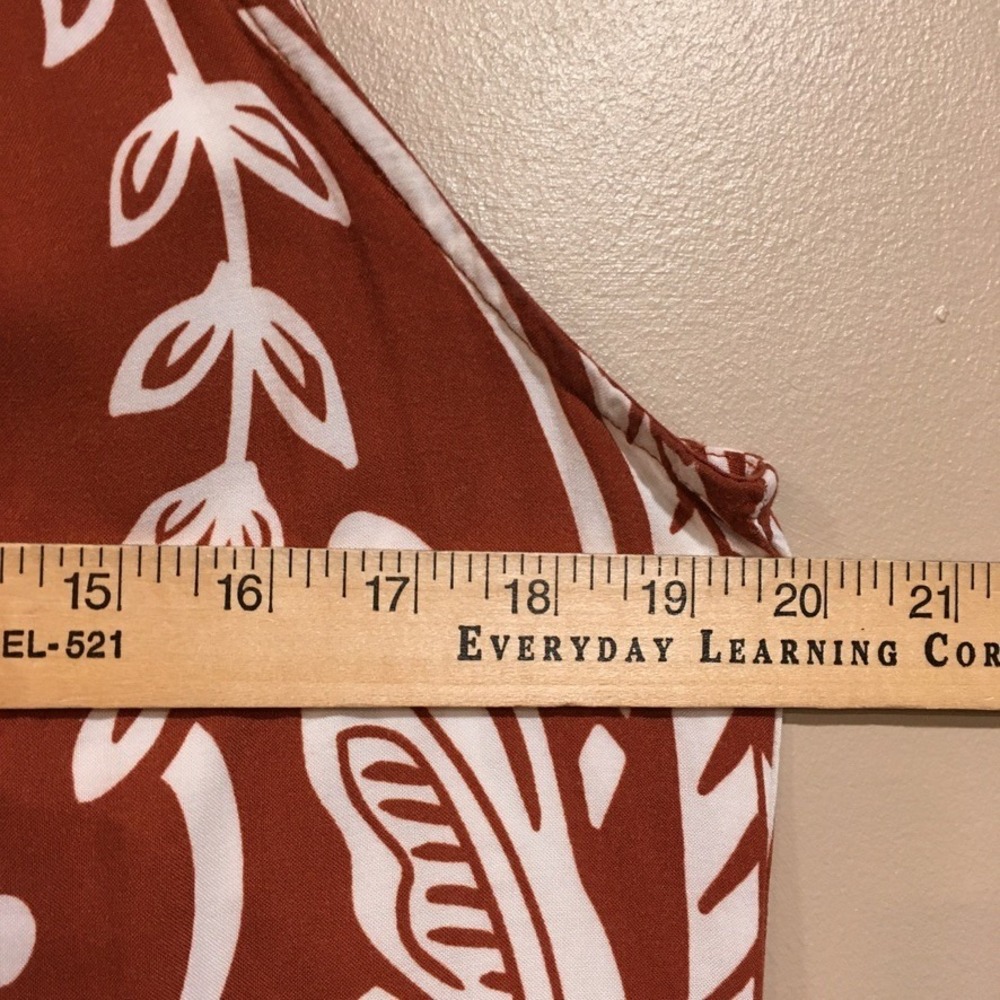 MSK Floral Halter Maxi Dress Womens L Rust Brown Paisley Boho Long Wedding Guest - Picture 5 of 12